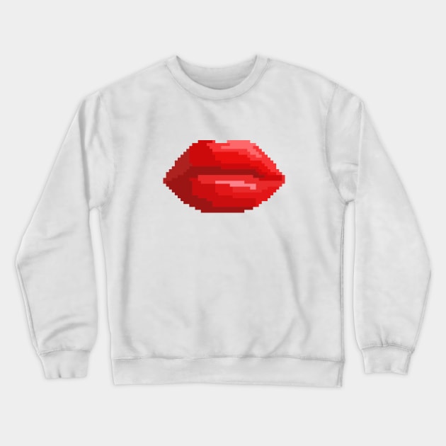 Closed red lips (Pixel Art) Crewneck Sweatshirt by Dmitry_Buldakov